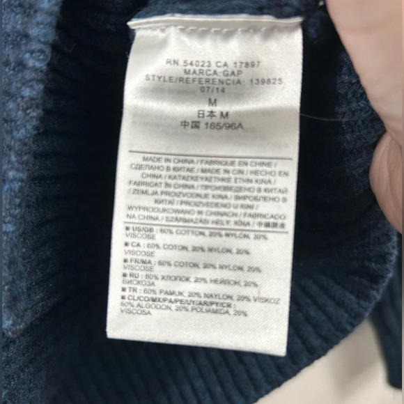 Gap blue cotton-blend cardigan, M, shawl collar chunky knit jacket Cozy Neutral - Picture 7 of 7